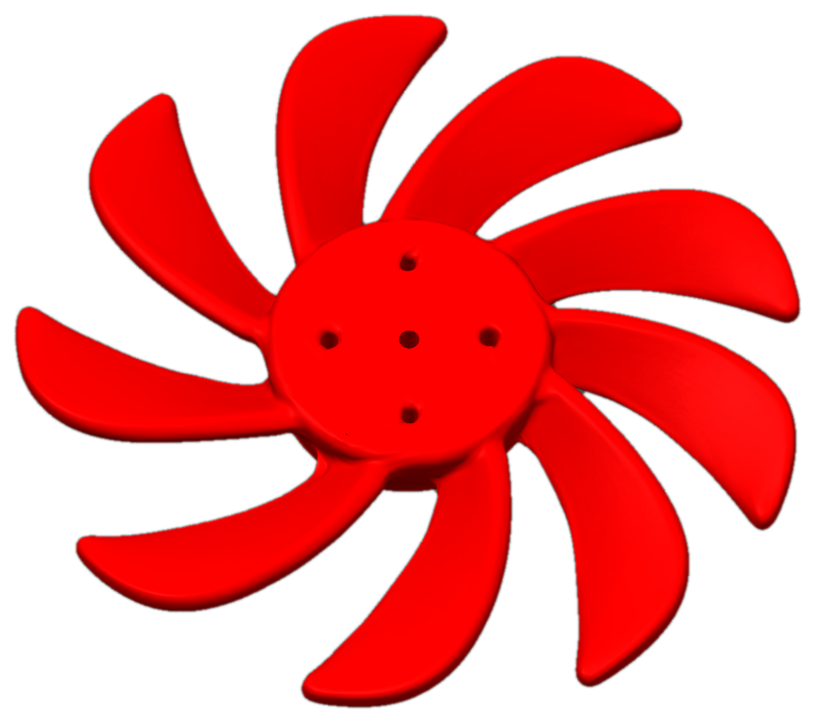 3D printed nine-blade impeller fan